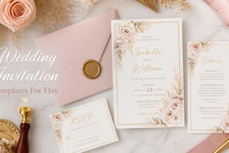 design wedding inviatations, templates, and cards for etsy