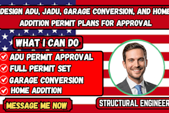 design adu, jadu, garage conversion and home addition permit plans