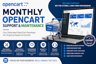provide monthly opencart maintenance, support and technical management
