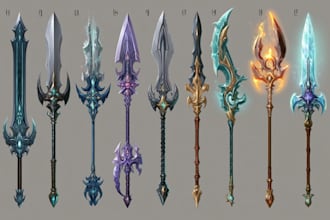 high quality weapon concept art for gaming and more