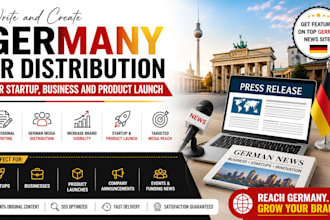 write and create germany PR distribution for startup business and product launch
