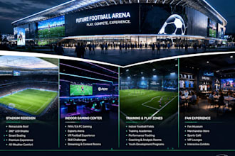 redesign football stadium, indoor gaming center, soccer