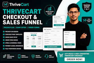 design thrivecart pricing plan, bump offer, checkout page templates, order forms