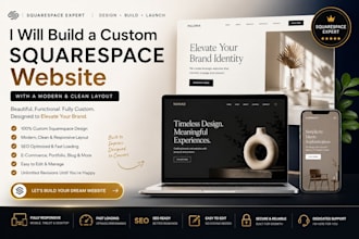 build a custom squarespace website with a modern and clean layout