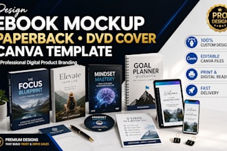 design ebook mockup paperback dvd cover lead magnet workbook canva template