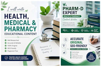 write SEO health medical and pharmcay educational content
