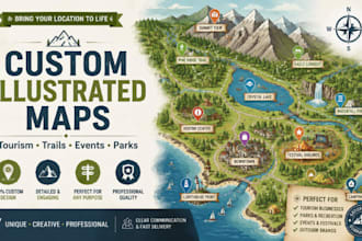create custom illustrated maps, tourism maps, trail maps, and event maps