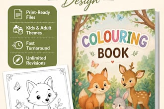 create a KDP coloring book, interior pages , cover design
