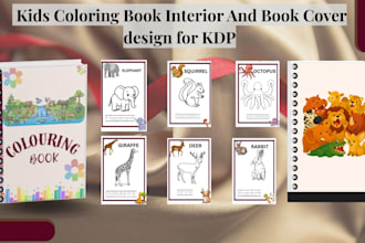create kids coloring book interior and book cover design for KDP