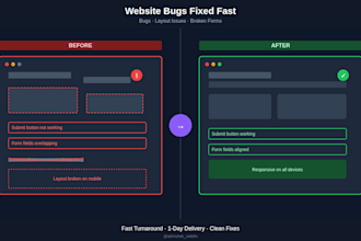 fix website bugs, layout issues, and broken forms fast