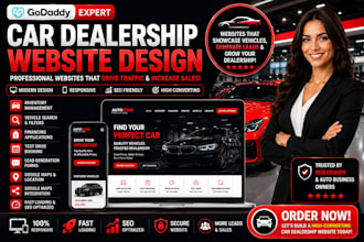 design godaddy car dealership website or auto dealer website
