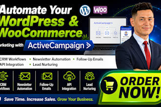 do wordpress woocommerce activecampaign newsletter,welcome series,API, CRM setup