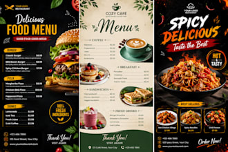 design professional restaurant menu and food posters