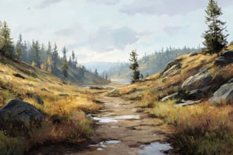 digitally oil painting landscape