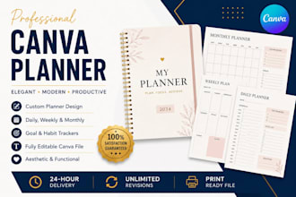 design editable canva digital planner journal workbook for etsy canva planner