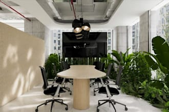 redesign 3d office interior from layout, 3d space mockup, conference room render