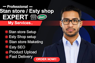 setup stan store, esty shop, stan store marketing, upload product, esty seo