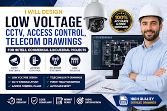 design low voltage, cctv, access control, telecom drawings for commercial