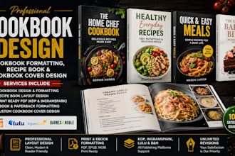 do cookbook design, cookbook formatting, recipe book and cookbook cover design