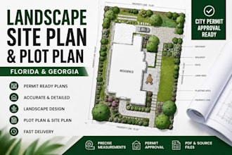 create landscape site plan and plot plan for florida and georgia