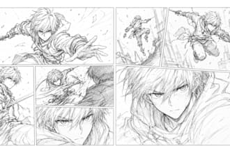 draw manga comic book, webtoon layout and vertical format webcomic panels