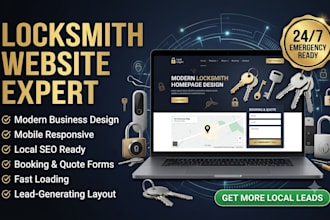 design locksmith website for local business, locksmith landing page, handyman