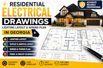 prepare residential electrical drawing lighting layout wiring plan in illions