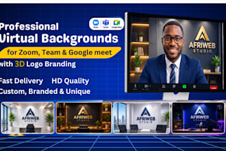 design office mockup google meet zoom virtual background with logo