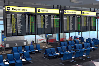 design airport terminal, bus terminal, railway station and airplane hanger