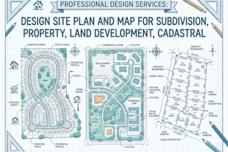 design site plan and map for subdivision, property, land development, cadastral