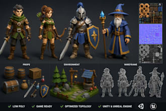 create low poly 3d game assets for unity and unreal engine