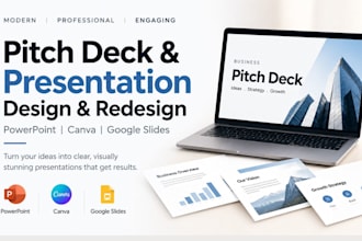 create and redesign pitch deck, ppt, canva, and google slides presentation