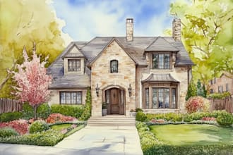 paint watercolor house portrait