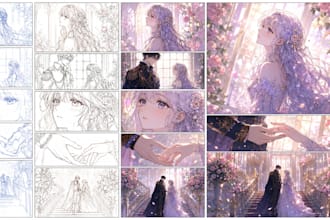 illustrate custom manhwa panel art and storyboards for webtoon layout