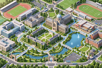 design a campus wayfinding map, directional signage and visitor navigation map