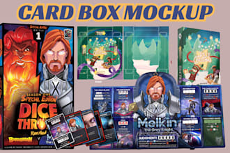 design printable card game box 3d mockup card tuck box packaging illustration