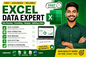 clean, format, merge, split excel data
