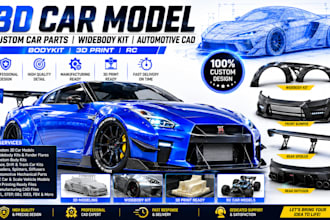 3d car model custom car parts widebody kit automotive cad  bodykit 3d print rc