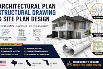 design architectural plans, structural drawings, and site plans for USA projects