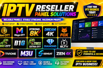 setup reseller panel with trail test, lion ott, mega ott, strong8k, dream, trex