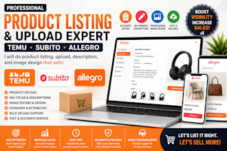 do product listing upload on temu subito allegro image design