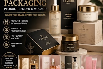 design product render and mockup, luxury cosmetic packaging