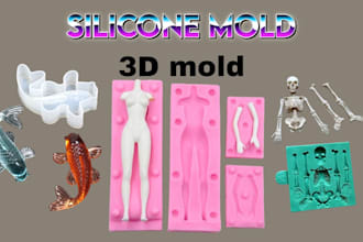 design custom silicone molds, plastic molds and 3d printable stl files