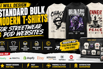 do standard bulk of modern t shirts for streetwear and pod website