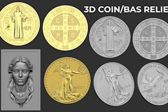 sculpt custom 3d coin model bas relief medallion pendant cnc stl for 3d printing