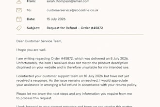 write a professional business letter or email