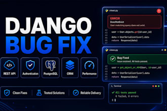 fix python django bugs, errors and backend issues