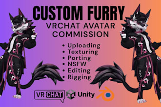 create custom vrchat avatar vrc furry avatar fursona 3d model nsfw vr character