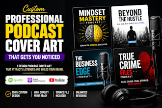 design a custom podcast cover art for spotify, apple podcast and youtube
