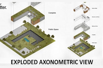 create architectural axonometric, exploded and concept diagrams